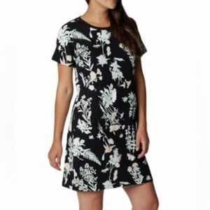 Columbia Park Floral Printed Cotton T-Shirt Dress Women's Size M Medium